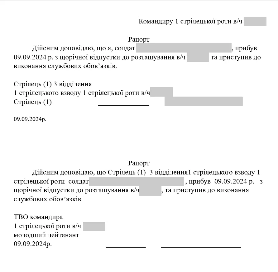 Друкована форма рапорту в системі