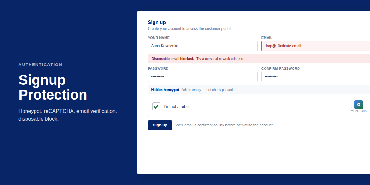 Auth Signup Protection