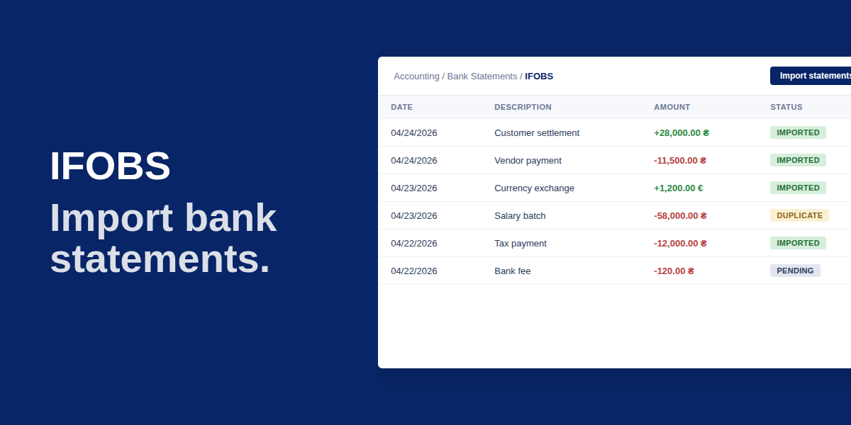 Bank Statement Import: iFOBS (XLS)