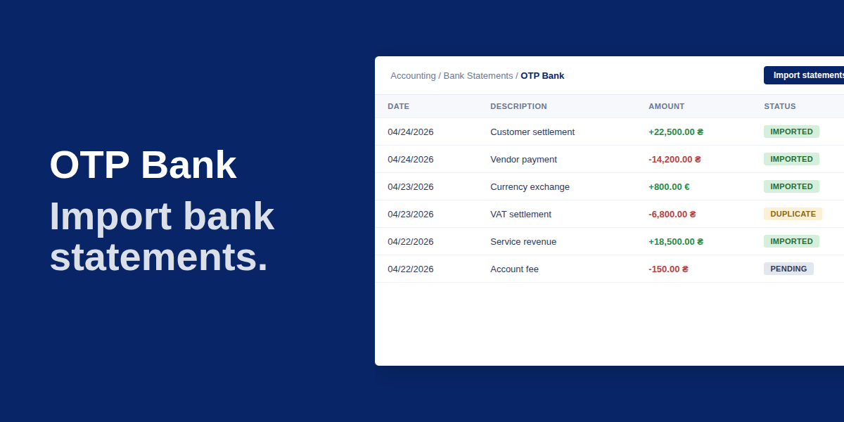 Bank Statement Import: OTP Bank (DBF)
